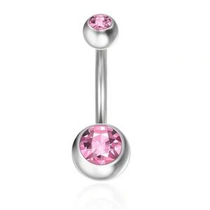 Belly/Navel Ring- Stainless Steel Navel belly Ring With baby pink stones nwt